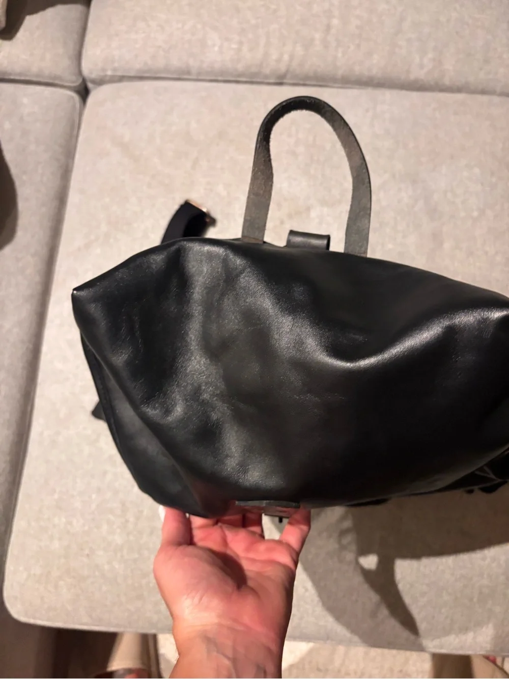 NEW Black Leather Modern Rugged Book Bag 🖤